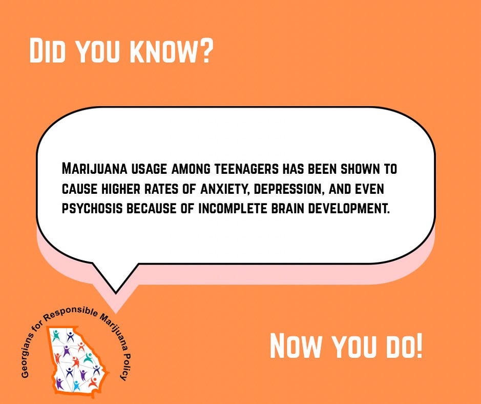 GaMJpolicy's tweet image. 🧠 Teen brains are still under construction, and weed can change the process.
Research shows that marijuana use during adolescence is linked to higher rates of anxiety, depression, and even psychosis due to incomplete brain development.
Protect your mind while it’s still growing.…