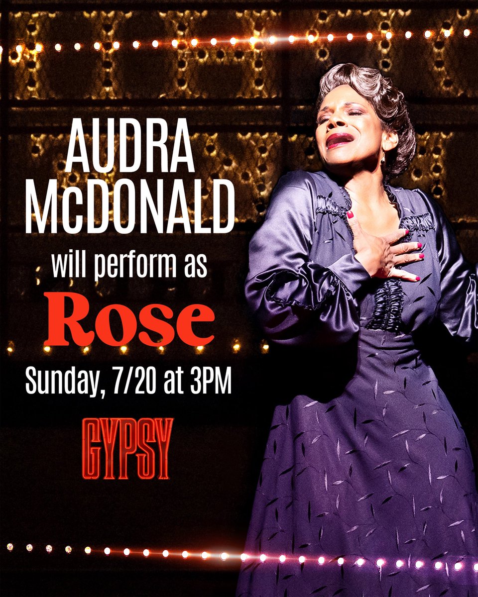 gypsybway's tweet image. Extra (extra😉) chance to see Audra McDonald in GYPSY! This Sunday at 3PM. See you at the Majestic 🌹
telecharge.com/Gypsy-Tickets