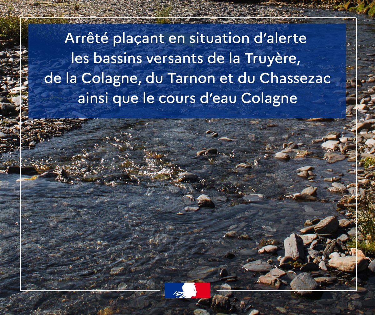 Prefet_48's tweet image. #Sécheresse : les bassins versants de la Truyère, de la Colagne, du Tarnon, du Chassezac et le cours d’eau Colagne entrent en alerte.
Les prévisions météorologiques annoncent un maintien de fortes températures et peu de précipitations dans les prochains jours. Le caractère…