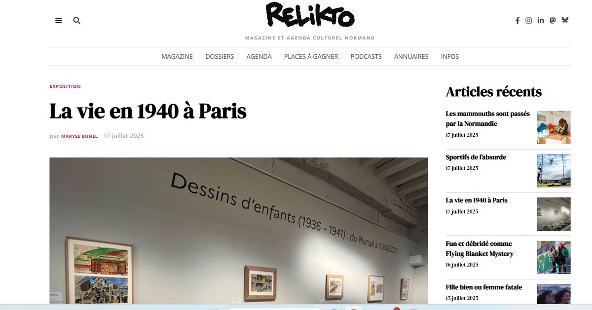 [Presse] Lisez l'article📰de Relikto <a href="/MPagebis/">Muriel Beaumale-Dubos - Relikto pagebis</a> et venez voir l'expo de dessins d'enfants🖍️ au <a href="/MuseeEducation/">MUNAÉ</a>
🗨️Entrée libre et gratuite
➡️relikto.com/2025/07/17/la-…