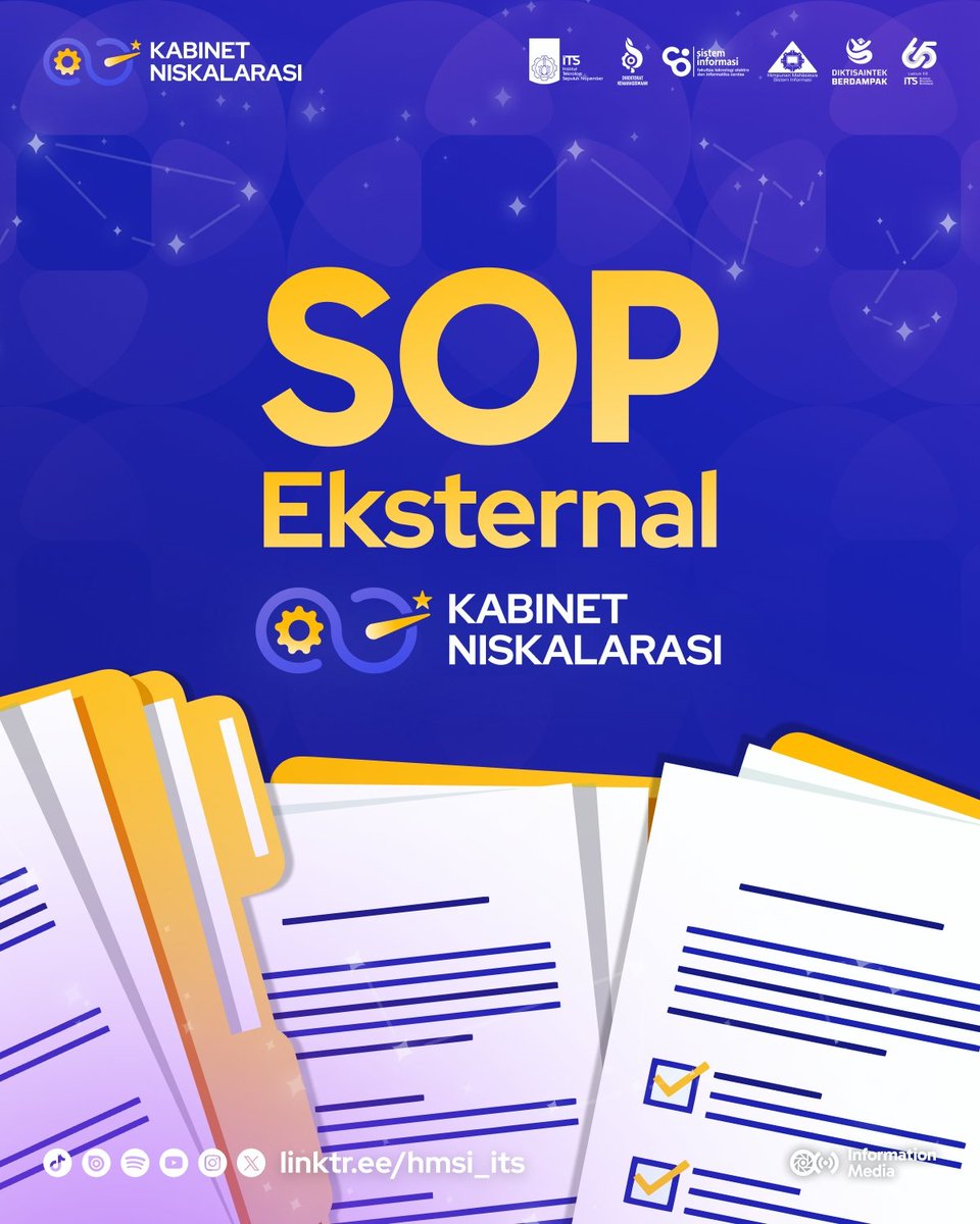 HMSI_ITS's tweet photo. [PARTNERSHIP EXPERIENCED WITH US‼️🔊]

SOP ini adalah panduan resmi untuk menjalin kerja sama eksternal dengan HMSI, baik sebagai Media Partner maupun lewat Mading (Majalah Dinding). 

#IMaginary
#KabinetNiskalarasi
#HMSIInfinity
#ITSSurabaya
#Mediapartner https://t.co/XtHE10kDOm