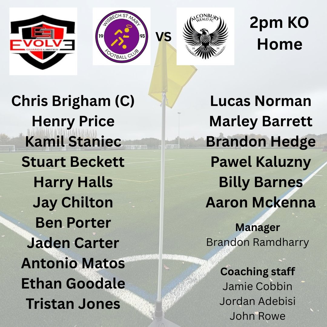 💜 Tomorrow’s squad for our home game against <a href="/FcAlcWeald/">Alconbury Weald FC</a> , looking forward to the start of our pre season friendlies . 

Come down and support the lads , 2PM kick off 💜