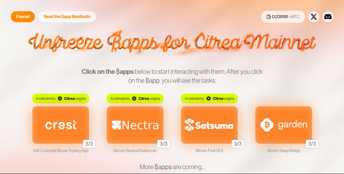 Finally got in yesterday...

I spent the night testing <a href="/citrea_xyz/">Citrea | Mainnet Live 🍊🍋</a>  BAPPS and I'm really impressed, everything works smooth, onboarding was easier than I expected!