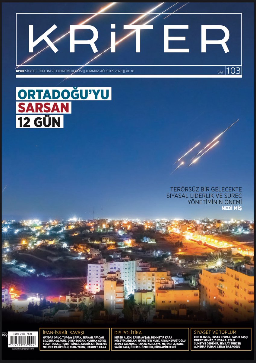 Kriter Dergisi’nin Temmuz-Ağustos sayısında yazdım:

“Bir Eski Türkiye Ürünü Olarak FETÖ ve 15 Temmuz Darbe Girişimi”

kriterdergi.com/siyaset/bir-es…
