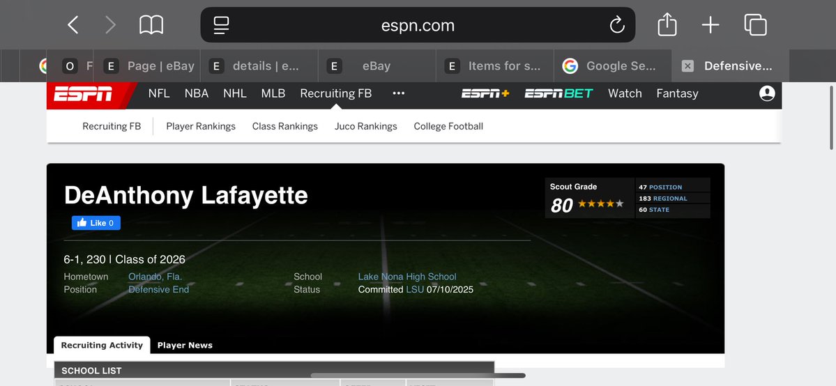 #agtg Blessed to be rated a 4⭐️ by ESPN