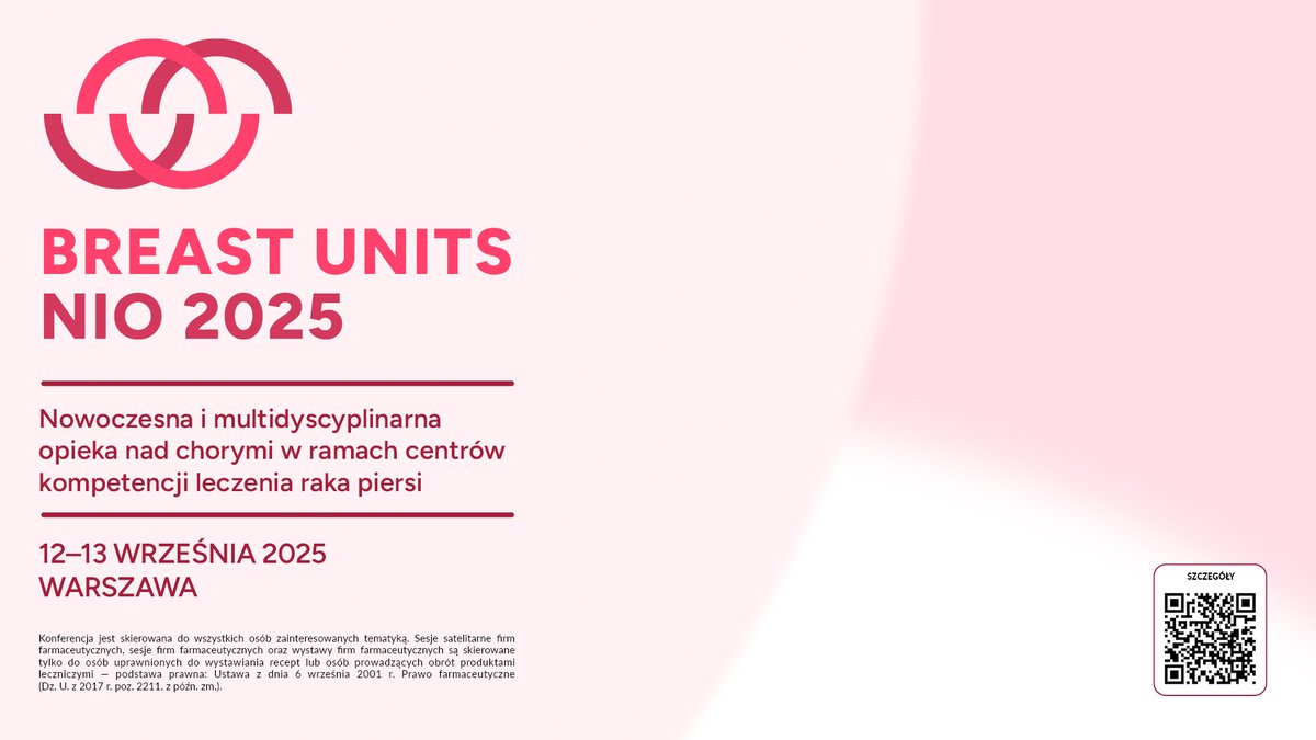 Via Medica (@viamedica_pl) on Twitter photo 🎗️ Konferencja Breast Cancer Units Narodowego Instytutu Onkologii 2025 <a href="/NIO_PIB/">Narodowy Instytut Onkologii, Warszawa</a>
📅 12–13.09.2025 | 📍 Warszawa + online
W programie: interdyscyplinarne podejście do diagnostyki i terapii #rakpiersi u kobiet młodych i w wieku podeszłym.
🔗bcu.viamedica.pl
<a href="/PTCHOpl/">Polskie Towarzystwo Chirurgii Onkologicznej</a> 🎗️ Konferencja Breast Cancer Units Narodowego Instytutu Onkologii 2025 <a href="/NIO_PIB/">Narodowy Instytut Onkologii, Warszawa</a>
📅 12–13.09.2025 | 📍 Warszawa + online
W programie: interdyscyplinarne podejście do diagnostyki i terapii #rakpiersi u kobiet młodych i w wieku podeszłym.
🔗bcu.viamedica.pl
<a href="/PTCHOpl/">Polskie Towarzystwo Chirurgii Onkologicznej</a>