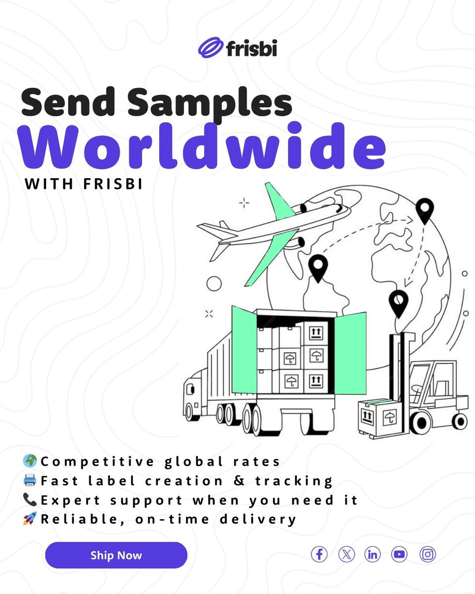 frisbi_global's tweet image. Need to ship samples globally?

Frisbi offers affordable rates, fast tracking, and expert support—making sample delivery smooth and stress-free.
#Frisbi #SampleShipping #GlobalLogistics #ShippingSolutions #HassleFreeShipping