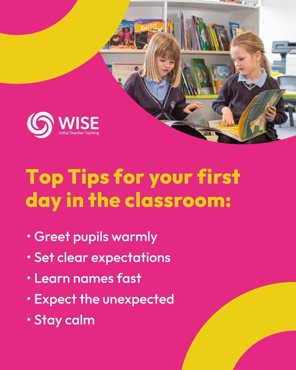 From your first day at WISE ITT, you’ll be learning on the job. We guide and support you every step of the way 📚

To help you feel confident and ready, we’ve pulled together our top tips for day one!

#trainwithWISEITT #teachertraining #ITT #futureeducators