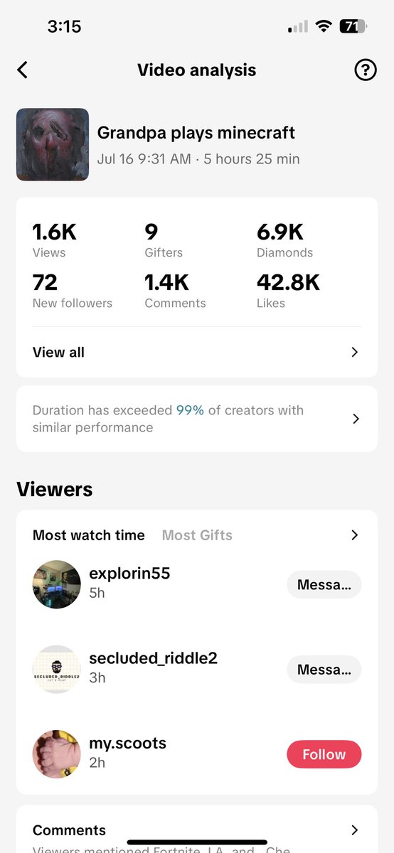 How would we call the first tiktok stream? i think i had decent engagement