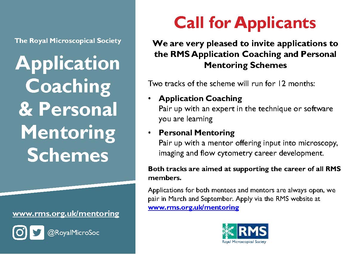 RoyalMicroSoc's tweet image. Applications are *open* for our Application Coaching and Personal Mentoring Schemes - designed to support career development and the unique roles specific to #microscopy, #imaging and #FlowCytometry
Find out more and apply now: ow.ly/A2zJ50WrNG9