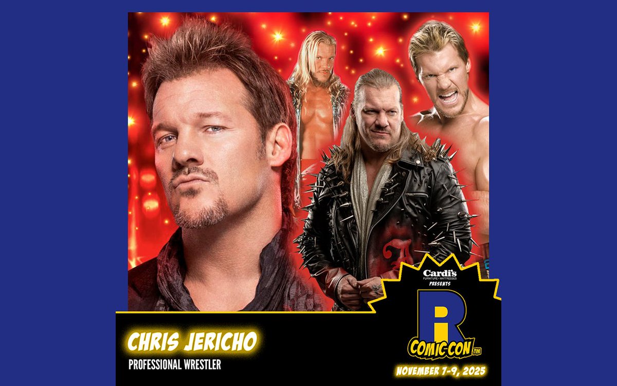 ricomiccon's tweet image. Please welcome @IAmJericho to #RICC2025 at @The_AMPPVD and @RIConvention! As a wrestler, Chris has been signed to All Elite Wrestling (#AEW) since January 2019, where he is the leader of #TheLearningTree stable. During the 1990s, #Jericho performed for American organizations…
