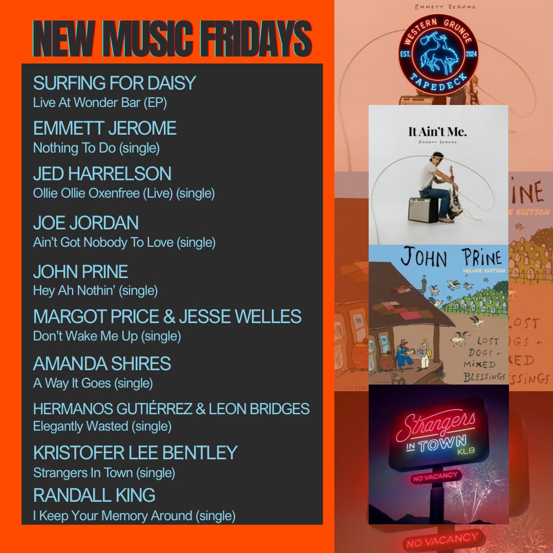 WesternGrungeTD's tweet image. So grateful for another New Music Friday to share with you folks! 🔥 Plenty of heaters today to get your weekend started off right.
Let us know what drop you’ve got on repeat today! 🤠