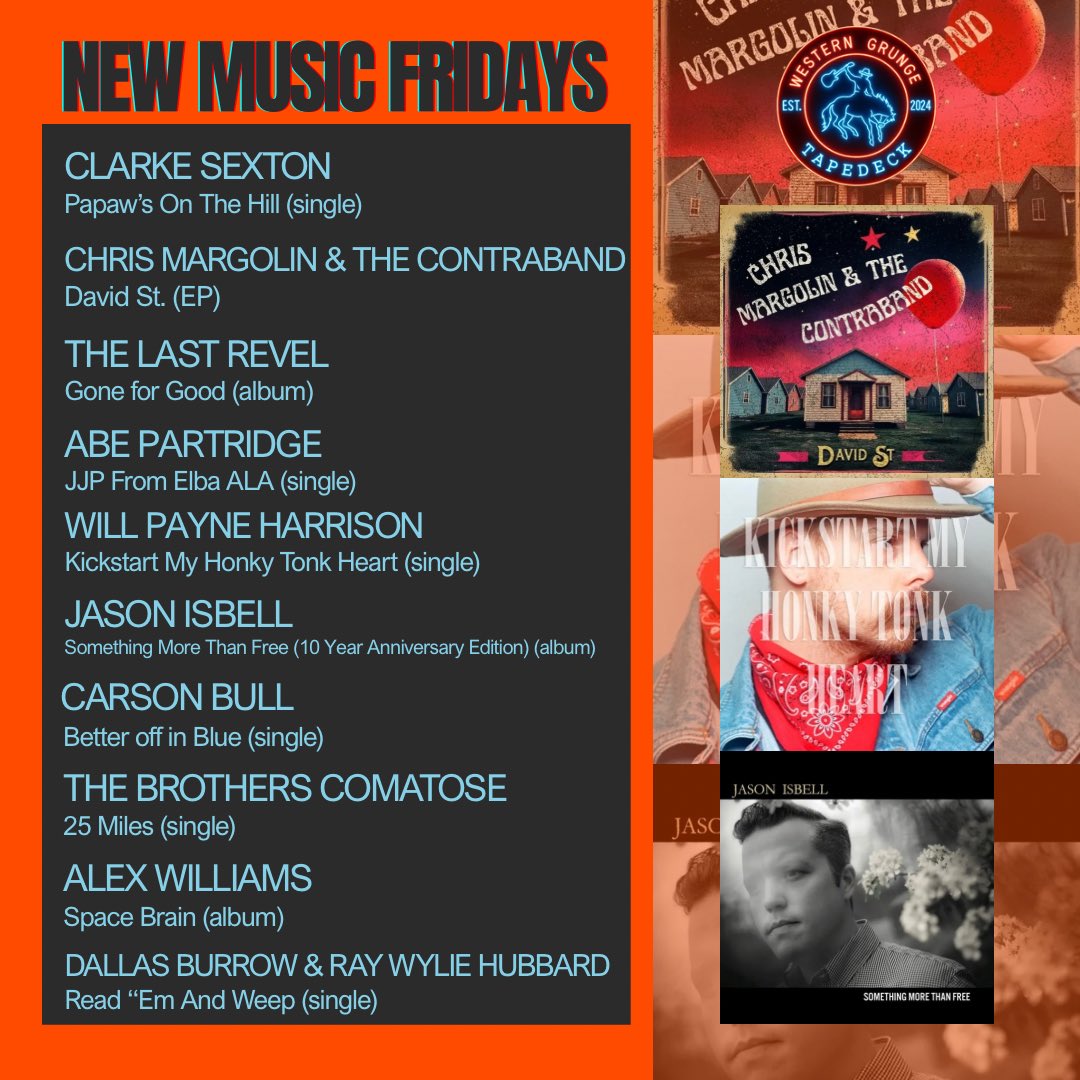 WesternGrungeTD's tweet image. So grateful for another New Music Friday to share with you folks! 🔥 Plenty of heaters today to get your weekend started off right.
Let us know what drop you’ve got on repeat today! 🤠