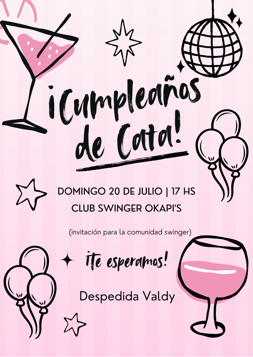 Este domingo estaremos celebrando el cumple de Cata y la despedida de Valdy del grupo Familia swinger Madrid 🇪🇦 esperamos poder conocer nuevas parejas y nos acompañen en este día. Interesados al dm.