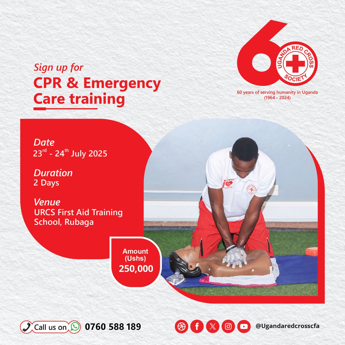 Ug_RedCrossCFA's tweet image. Sundays are for rest, reflection and making plans that matter.
Start your week right by registering for a first aid training that could enable you to save a life.
📆 New training session happening this week on the 23rd- 24th July 2025. Don’t miss your chance to learn a new…