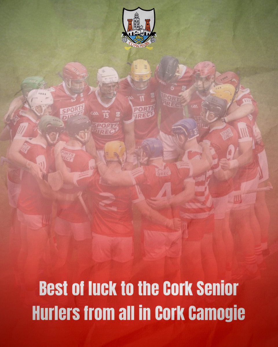 🔴⚪️ All of Cork is behind you! 🔴⚪

Wishing the Cork Senior Hurlers the very best of luck in this weekend’s All-Ireland Final. It’s time to bring the Liam MacCarthy Cup back where it belongs…home to Cork.

Let’s do this.
Corcaigh abú! 🏆💪

<a href="/OfficialCorkGAA/">Cork GAA</a>