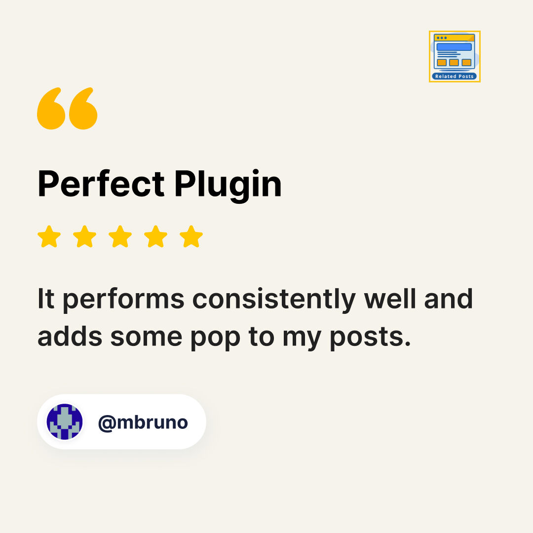 wpbrigade's tweet image. ⭐⭐⭐⭐⭐ Perfect Plugin

Full Review: bit.ly/4lUdnyY

🎯 Whether you&apos;re running a blog or a content-heavy site, Related Posts Thumbnails is built to boost engagement.

#WordPressPlugin #RelatedPosts #ContentEngagement #WPBrigade #PluginReview #BloggingTools