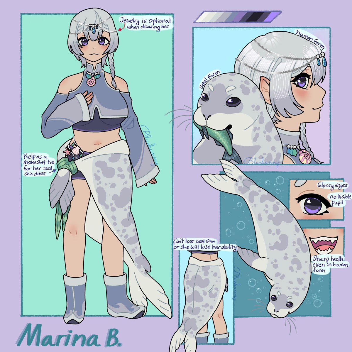 Lilb1uebun's tweet image. A character concept reference I made for my friend! we love silly seals 🦭🩵💜 @Franco_T_Tanko
#artmoots #artistsontwitter #sealtwt #digitalart