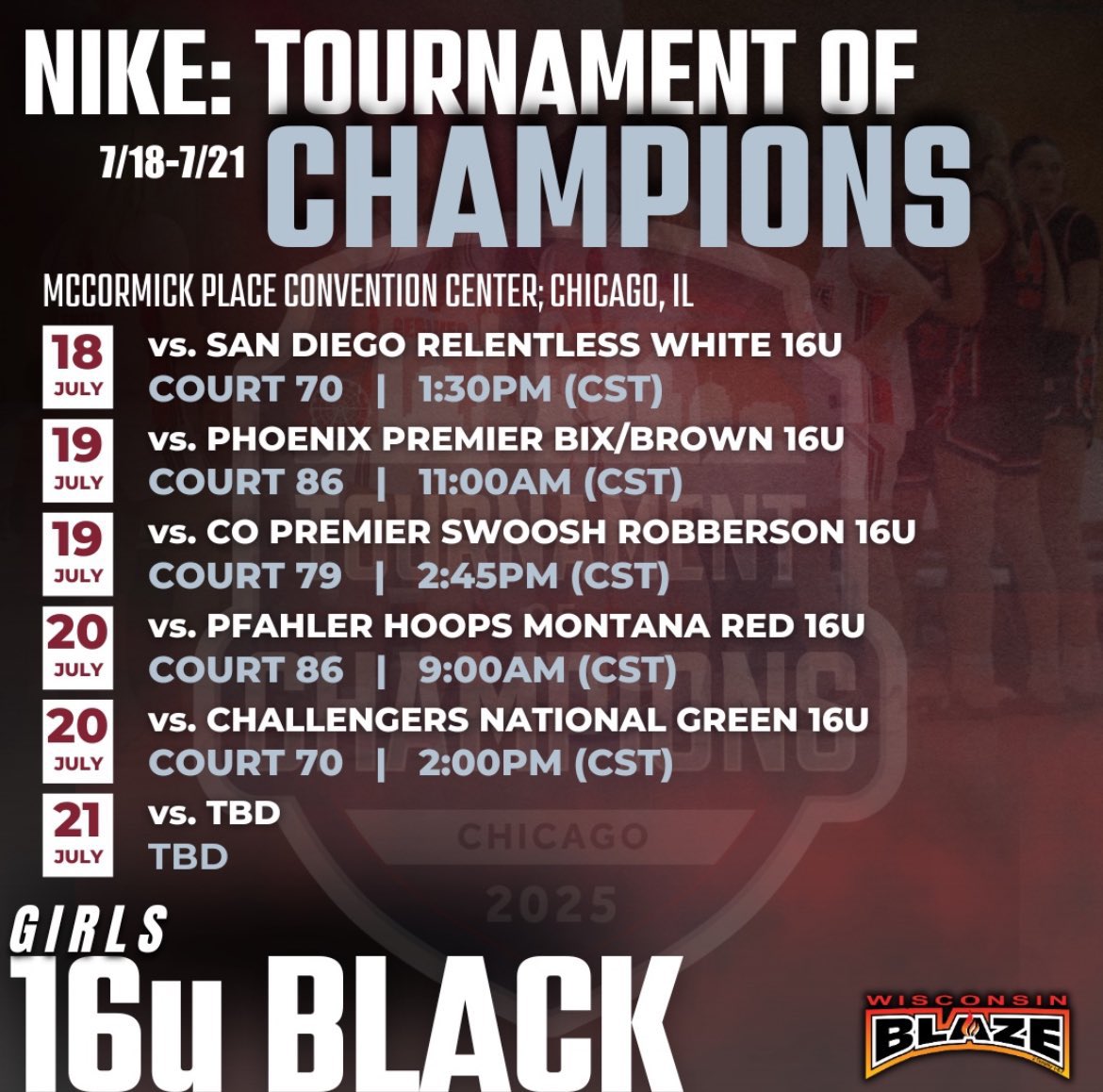 Myla Janquart (@mylajanquart) on Twitter photo LAST DANCE of the season starts today!!!!!!!!! <a href="/niketoc/">Nike Tournament of Champions</a> Schedule below! ๐ฅ๐โค๏ธโ๐ฅ<a href="/WisconsinBlaze/">Wisconsin Blaze Girls Basketball</a> <a href="/LisaMVanWyk/">Lisa Van Wyk</a> <a href="/BradyJ_Peterson/">Brady Peterson๐ต๐ท</a> <a href="/JrAllStarBB/">Jr. All-Star Girls Basketball</a> <a href="/JrAllStarWI/">Wisconsin Jr. All-Star GBB</a> <a href="/FiveStateHoops/">Chuck Thompson</a> <a href="/PGHWisconsin/">๐๐ซ๐๐ฉ ๐๐ข๐ซ๐ฅ๐ฌ ๐๐จ๐จ๐ฉ๐ฌ ๐๐ข๐ฌ๐๐จ๐ง๐ฌ๐ข๐ง</a> LAST DANCE of the season starts today!!!!!!!!! <a href="/niketoc/">Nike Tournament of Champions</a> Schedule below! ๐ฅ๐โค๏ธโ๐ฅ<a href="/WisconsinBlaze/">Wisconsin Blaze Girls Basketball</a> <a href="/LisaMVanWyk/">Lisa Van Wyk</a> <a href="/BradyJ_Peterson/">Brady Peterson๐ต๐ท</a> <a href="/JrAllStarBB/">Jr. All-Star Girls Basketball</a> <a href="/JrAllStarWI/">Wisconsin Jr. All-Star GBB</a> <a href="/FiveStateHoops/">Chuck Thompson</a> <a href="/PGHWisconsin/">๐๐ซ๐๐ฉ ๐๐ข๐ซ๐ฅ๐ฌ ๐๐จ๐จ๐ฉ๐ฌ ๐๐ข๐ฌ๐๐จ๐ง๐ฌ๐ข๐ง</a>