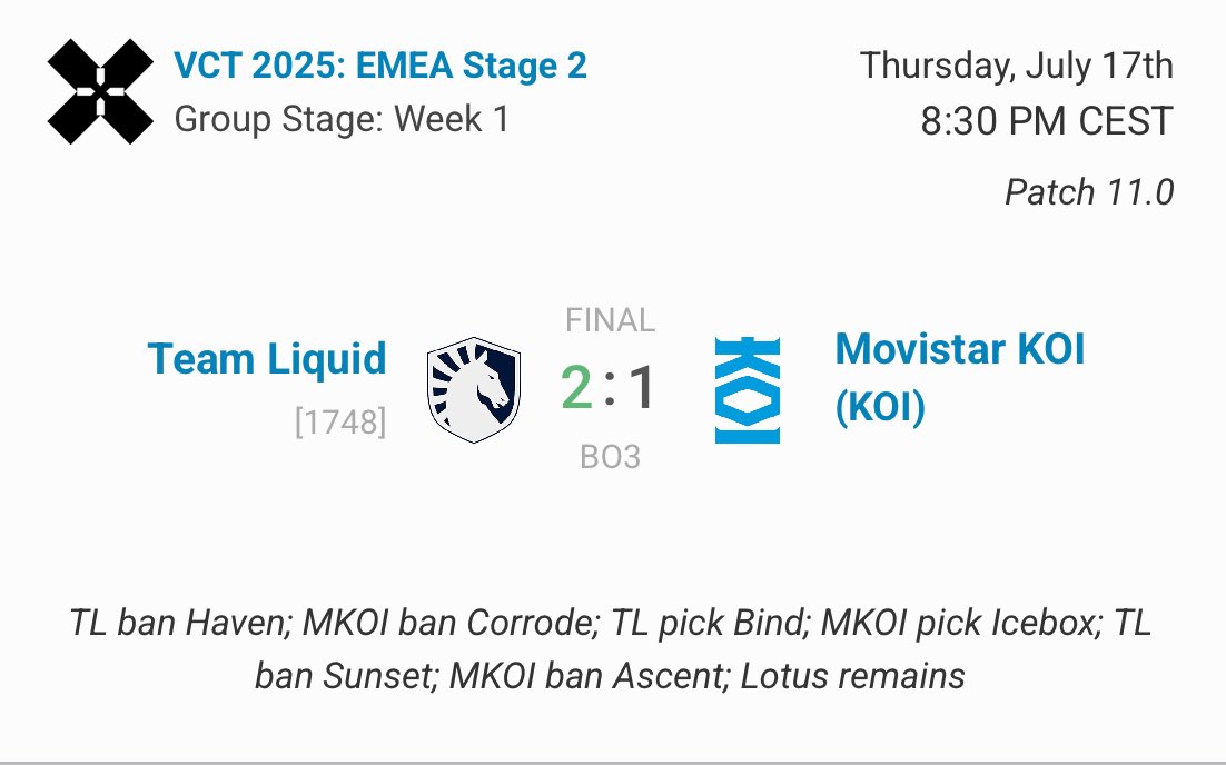 nAts__ss's tweet image. Totally forgot to write 😅
2-1 vs @MovistarKOI
Starting with the win this time. Next week match vs @natusvincere
#LetsGoLiquid #VCTEMEA