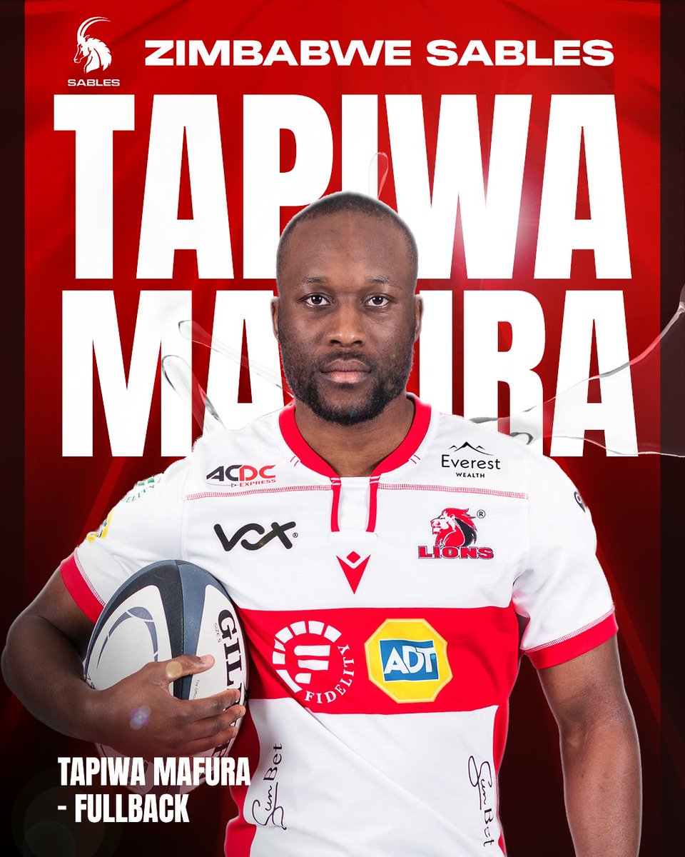 Best of luck to Lions fullback Tapiwa Mafura as he runs out in the final of the Rugby Africa Men’s Cup today!
Zimbabwe take on Namibia in Namboole, Uganda.
#LionsPride #ForOurCity #RugbyAfricaCup