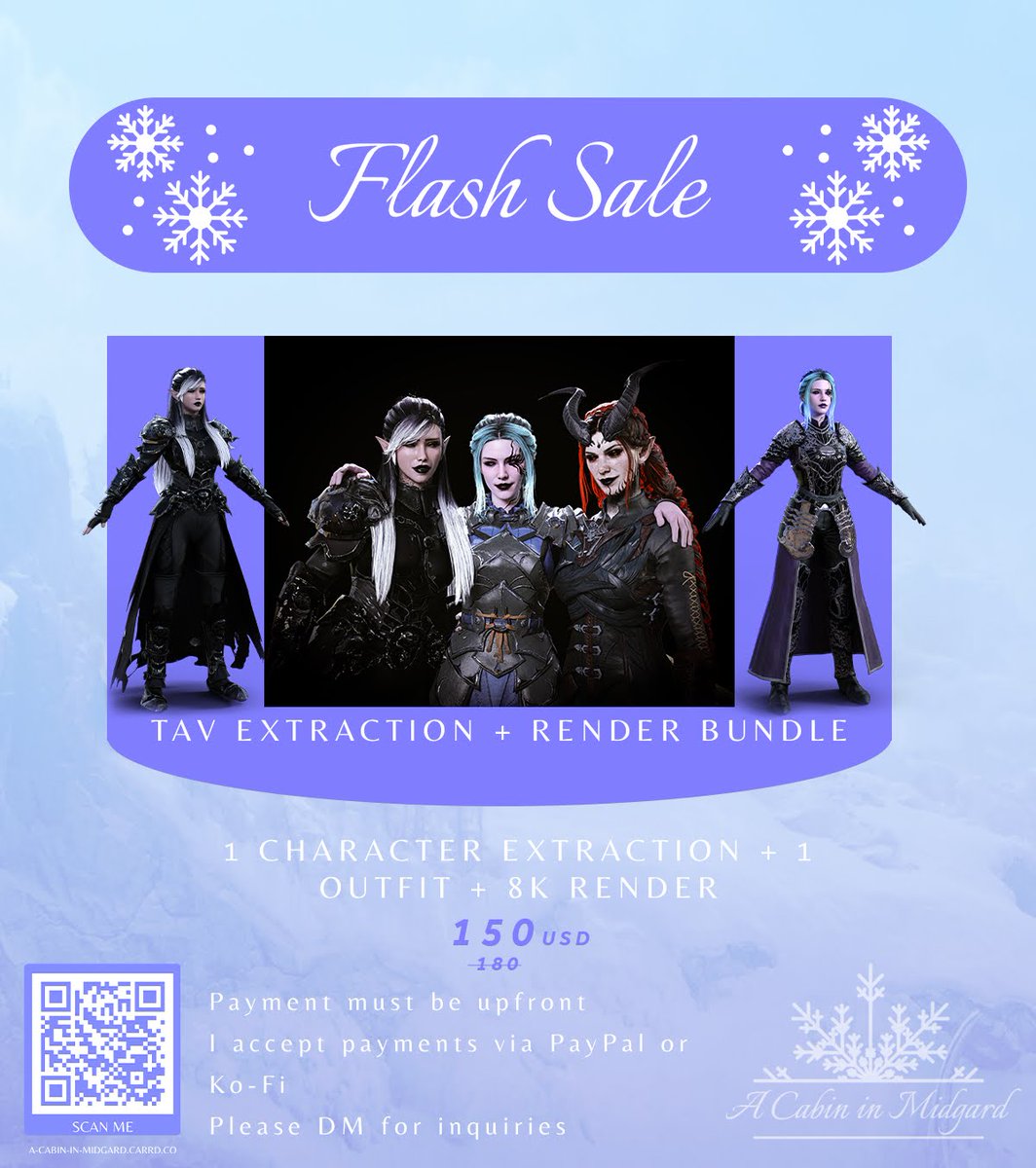 Sale extends through September 1st!
#FlashSale #commissionsopen #BG3