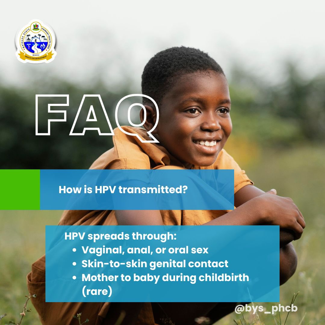 bysphcb's tweet image. Here are some frequently asked questions you need to know about the Human Papilloma Virus (HPV) because it is a virus that can affect anyone. 

 #bysphcb 
#healthgistbybysphcb #bayelsastateprimaryhealthcareboard 
#hpvvaccineawareness #cervicalcancerawareness #vaccinatetoprotect