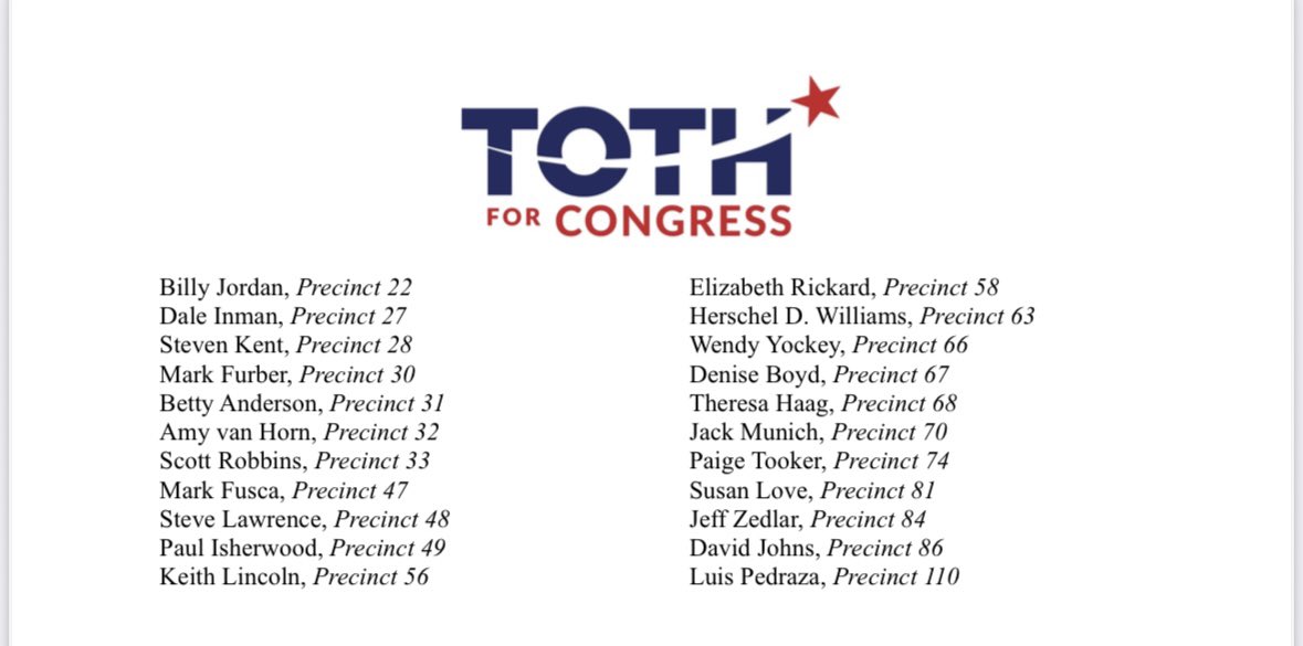 SteveTothTX's tweet image. So very thankful for over 100 faith & community leaders and elected officials that have given me their endorsement.