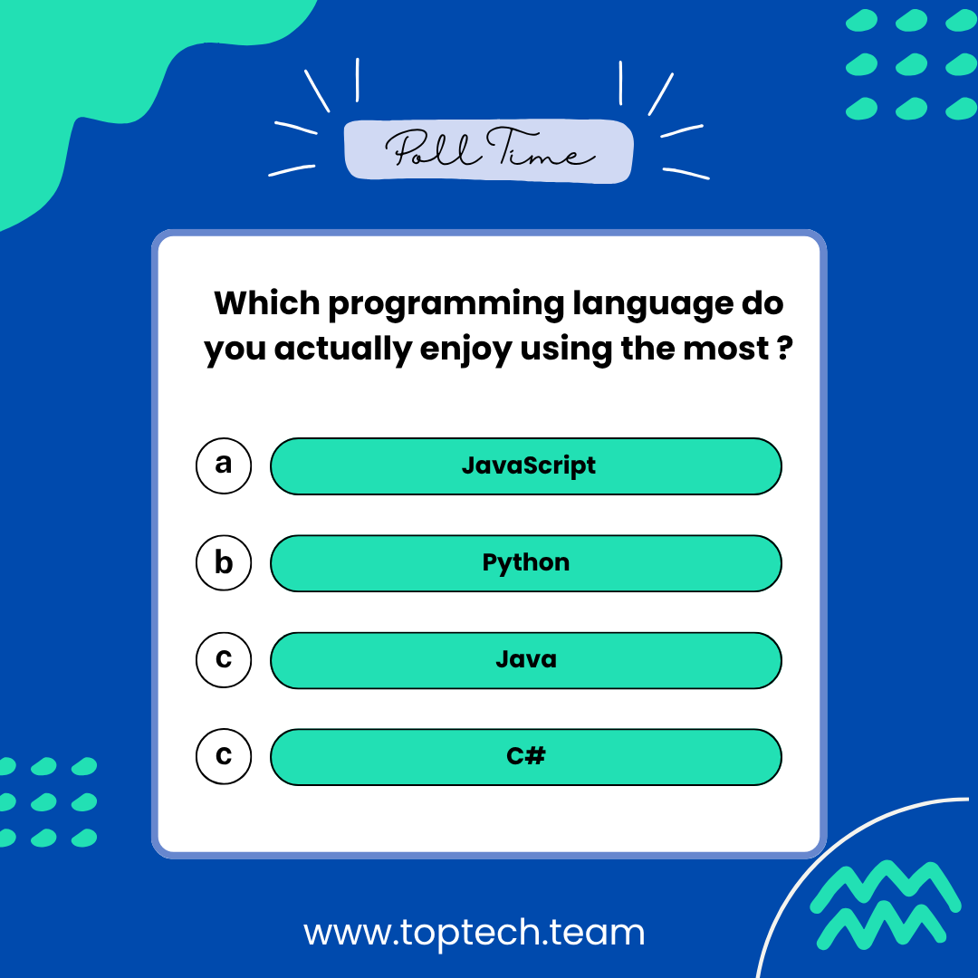 softwardevteam's tweet photo. Every developer has that one language they love working with  not just for its features, but for how it feels to code in.
Cast your vote and share why in the comments! 

#Programming #Developers #CodingLife #SoftwareDevelopment #TechCommunity #fullstackdeveloper #technology https://t.co/s3KsadV79f
