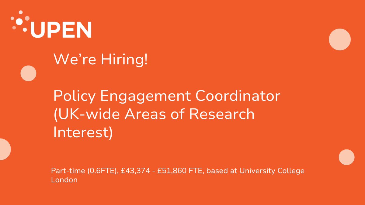 UCLPublicPolicy's tweet image. 🚨 Job Alert: UPEN is hiring! Lead a 3-year UK-wide programme piloting Areas of Research Interest (ARIs) with regional policy orgs. Perfect for someone with programme coordination & policy engagement experience.
Apply by 8 Aug 👉 bit.ly/UPEN-ARI-Job