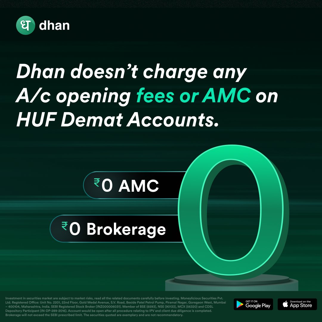 DhanHQ's tweet photo. HUF Demat Account opening is now 100% online on Dhan.

1. No paperwork
2. No A/c opening charges
3. Quick and easy