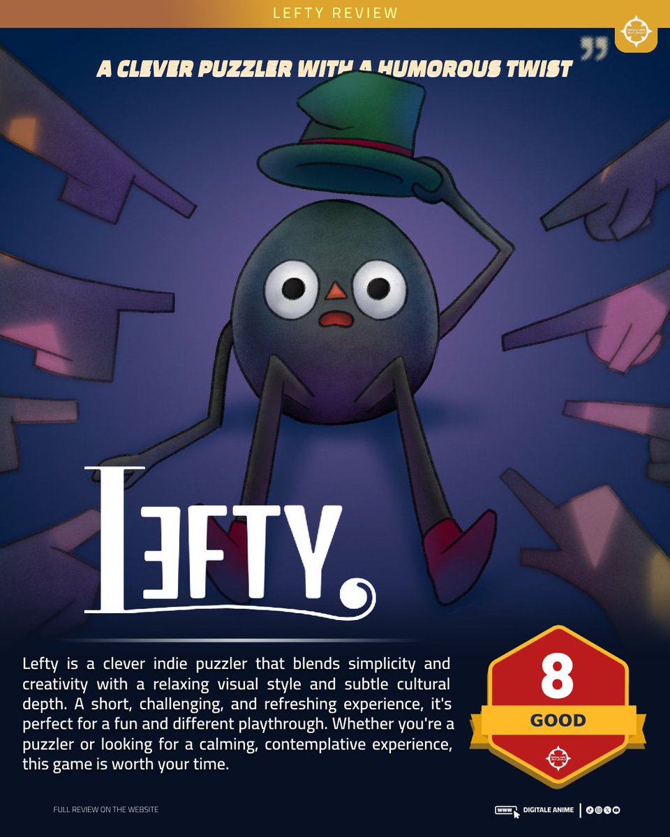 Lefty offers a unique take on the laid-back puzzle genre. The one-way movement gives each level its own rhythm. Yes, the game is short, but it's packed with clever ideas and cultural symbolism.