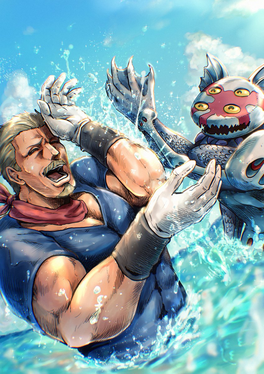 kaib0y's tweet image. Let's enjoy the summer‼️🌊☀
(³3³∫キャッキャウフフ♡
#偽キャプテン・テニール #ダークブルームーン #jjbafanart