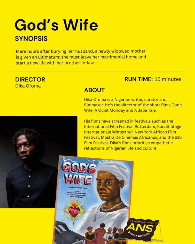 God’s Wife is screening in London next Saturday.  Be there! 🫵🏾