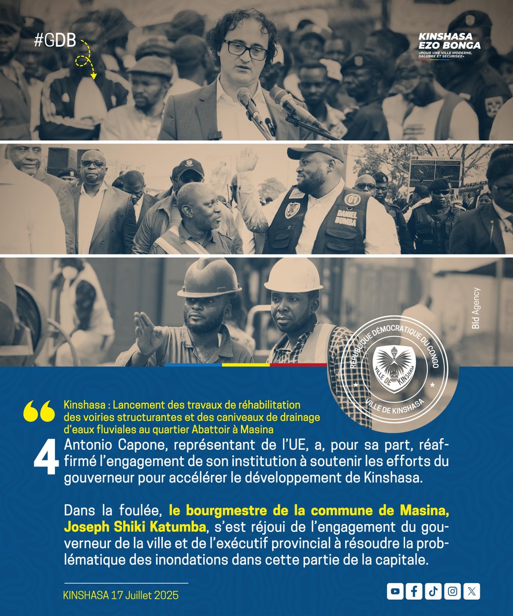 Lancement des travaux de réhabilitation des voiries structurantes et des caniveaux de drainage des eaux fluviales dans le quartier Abattoir, commune de Masina  avec l'accompagnement de l'Ambassade de France , l'Agence française de développement  et de la délégation de l'Union