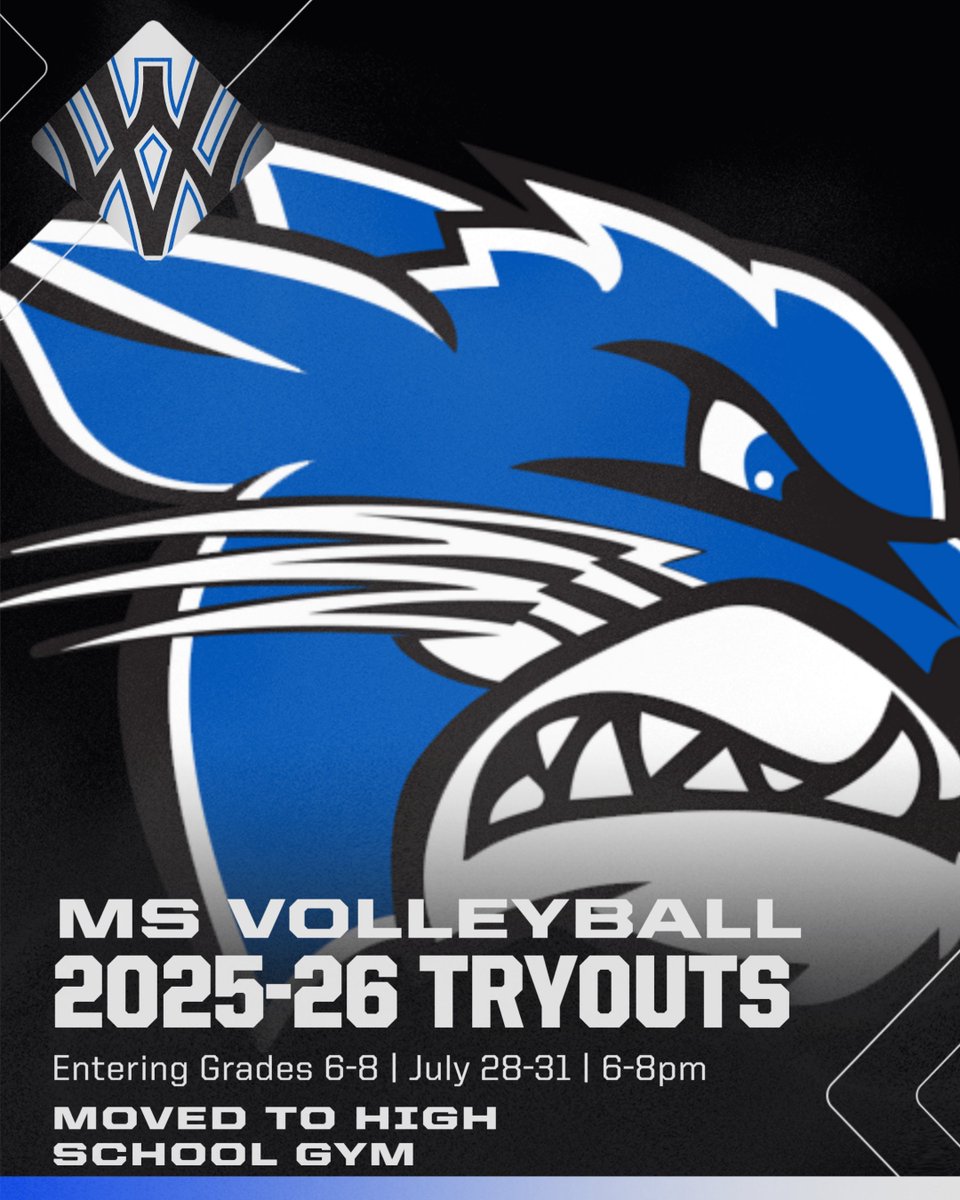 Reminder MS Volleyball tryouts have been moved to the HS gym the week of July 28. Please arrived 15-20 minutes early and have an active physical on file or ready to turn in.
