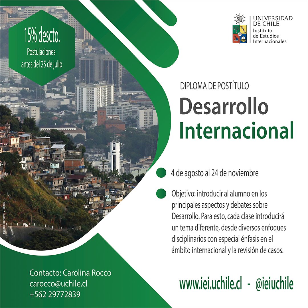 ieiuchile's tweet image. 📌 ¡ Atención! Tenemos un 15% de descuento en los diplomados del @ieiuchile postulando antes del 25 de julio.
Revisa nuestros programas de estudio e impulsa tu carrea: iei.uchile.cl/postgrado