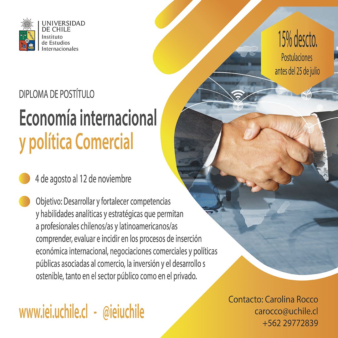 ieiuchile's tweet image. 📌 ¡ Atención! Tenemos un 15% de descuento en los diplomados del @ieiuchile postulando antes del 25 de julio.
Revisa nuestros programas de estudio e impulsa tu carrea: iei.uchile.cl/postgrado