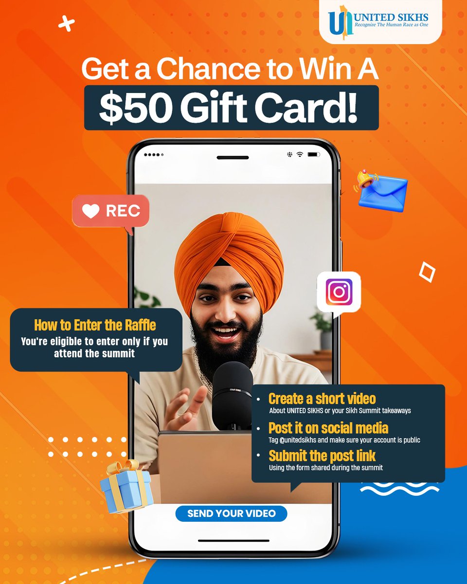 UNITED SIKHS (@unitedsikhs) on Twitter photo Sikh Summit Raffle Alert!
Your voice could win you a $50 gift card!
Tell us in a short video:
✨ Why are you excited to join the Sikh Summit?
✨ What inspires you to be part of this movement?
✨ What are you most looking forward to?
📲 Tag us <a href="/unitedsikhs/">UNITED SIKHS</a>
📩 Or email your Sikh Summit Raffle Alert!
Your voice could win you a $50 gift card!
Tell us in a short video:
✨ Why are you excited to join the Sikh Summit?
✨ What inspires you to be part of this movement?
✨ What are you most looking forward to?
📲 Tag us <a href="/unitedsikhs/">UNITED SIKHS</a>
📩 Or email your