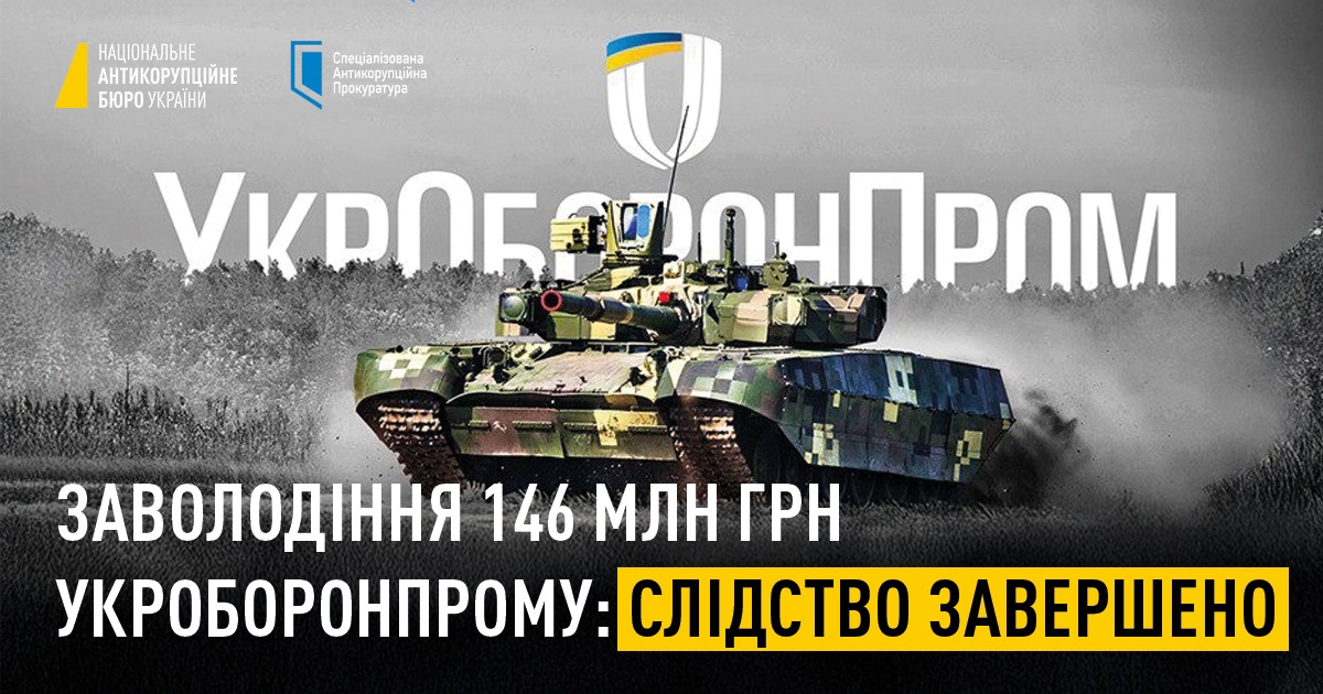 nab_ukr's tweet image. ✅#НАБУ і #САП завершили слідство у справі заволодіння організованою групою коштами держпідприємств, учасників концерну «Укроборонпром», на суму 146 млн грн👉nabu.short.gy/KgrSC3