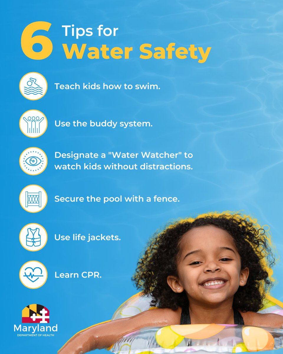MDHealthDept's tweet image. What is your favorite part about hanging out by the pool? Do you enjoy swimming, napping in a comfortable chair, or snacking? Our favorite part is keeping everyone healthy and safe by sharing these tips!