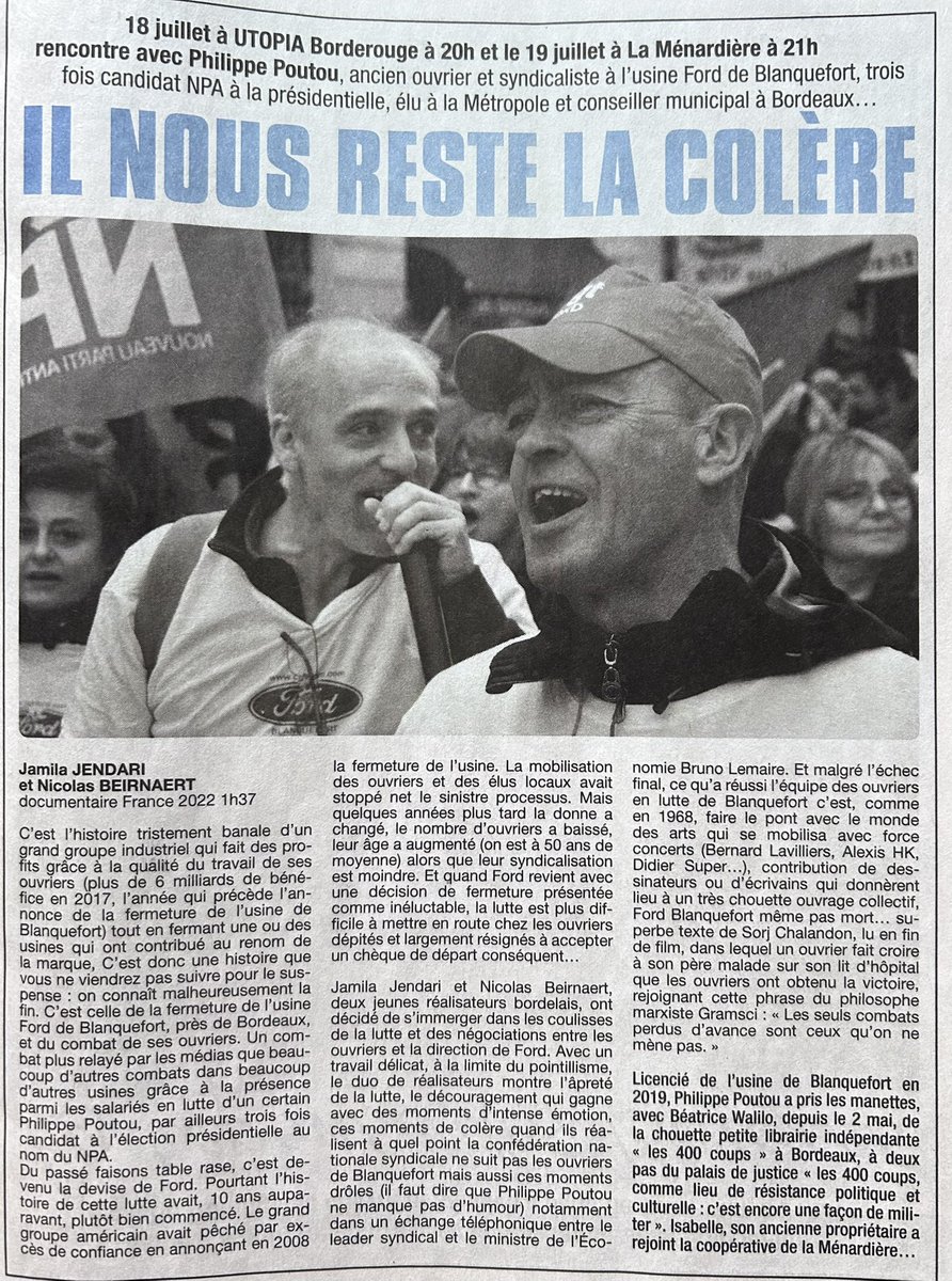 Pour info, au ciné, ces vendredi 18 et samedi 19 août, aux Utopia de Toulouse et Berat.