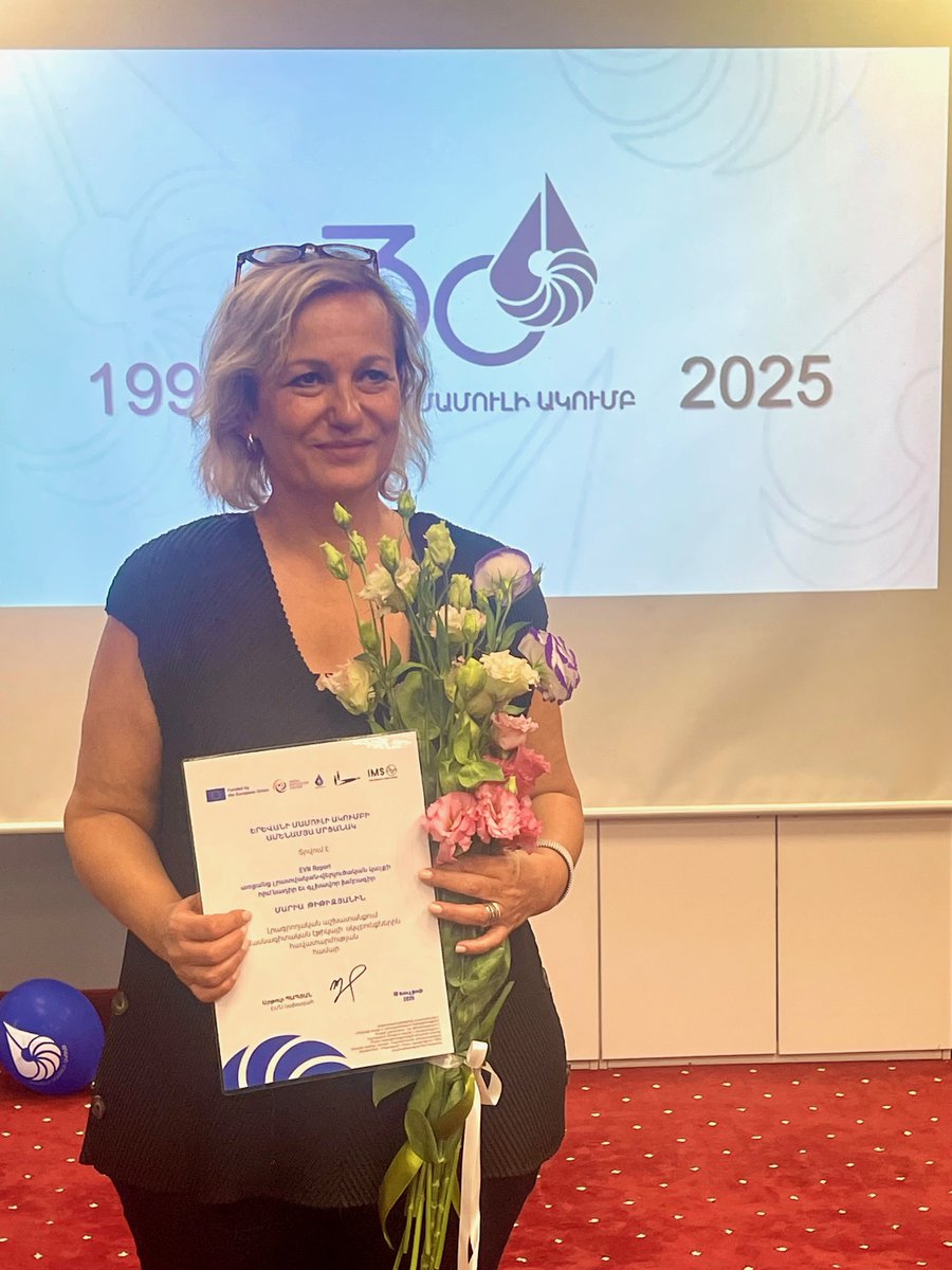 evn_report's tweet image. On July 18, our Editor @MariaTitizian was honored by the @ypcarmenia for her steadfast commitment to the principles of ethical journalism at their annual award ceremony. Congratulations to the Yerevan Press Club on their 30th anniversary, and to fellow awardees Kristina…