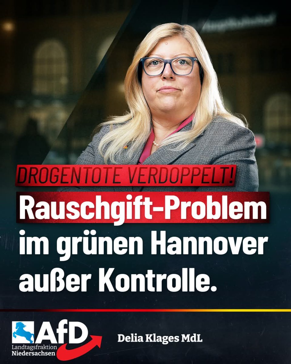 AfDFraktionNDS's tweet image. ++ Nur in #Hannover: Dieses Jahr schon sechs Drogentote! ++
Wie die Hannoversche Allgemeine berichtet, hat sich die Zahl der Drogentoten in Hannover in der ersten Hälfte des Jahres 2025 im Vergleich zum Vorjahreszeitraum verdoppelt: Starben im gesamten Jahr 2024 sieben Menschen…