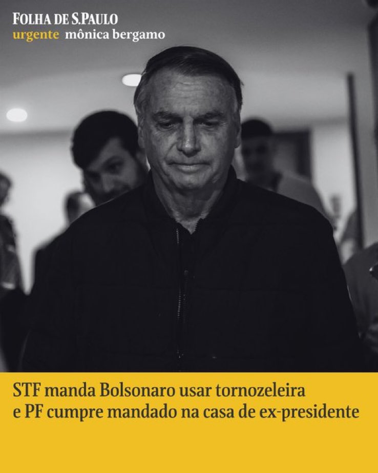 Carlos Montero (@cmonterooficial) on Twitter photo Noticia del día: Supremo brasileño 🇧🇷impone a <a href="/jairbolsonaro/">Jair M. Bolsonaro</a> la tobillera electrónica y le prohíbe usar redes sociales. Muy loco que los que celebraron la tobillera en CFK 🇦🇷ahora están indignados. Noticia del día: Supremo brasileño 🇧🇷impone a <a href="/jairbolsonaro/">Jair M. Bolsonaro</a> la tobillera electrónica y le prohíbe usar redes sociales. Muy loco que los que celebraron la tobillera en CFK 🇦🇷ahora están indignados.