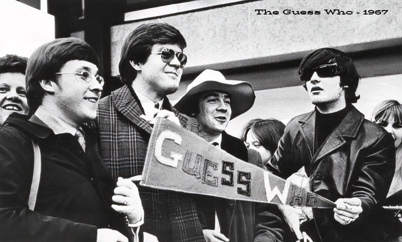 theguesswho's tweet image. The Guess Who about to leave for England in 1967. You can see Randy's mom just behind him and Garry.