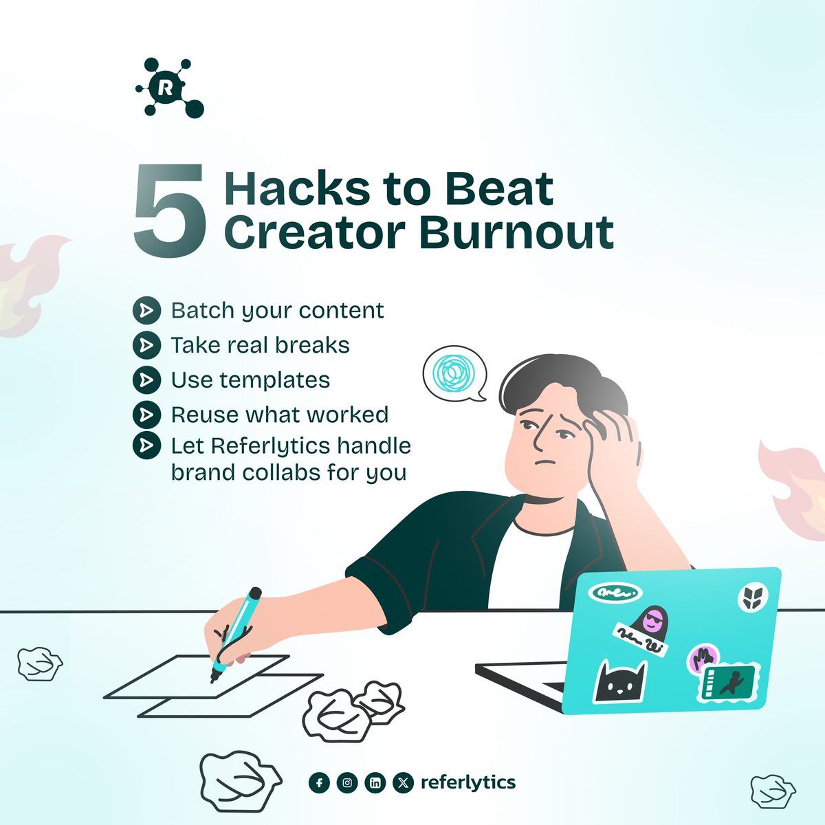 referlytics's tweet image. Feeling tired, stuck, or unmotivated? Creator burnout is real but with better tools, better partnerships, and less chasing brands, you can keep going. 

Visit Referlytic.com to get paid and stay sane.

#creatorburnout #contentlife #influencerwellness #referlyticsupport