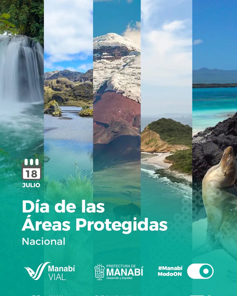🌿🇪🇨 18 de julio | Día Nacional de las Áreas Protegidas.

Hoy celebramos los tesoros naturales del Ecuador que resguardan nuestra biodiversidad y nos conectan con la vida.

Cuidar nuestras áreas protegidas es proteger el futuro 🌎💚

<a href="/Leoorlandoa/">Leonardo Orlando A.</a> 
<a href="/PrefecturManabi/">Prefectura de Manabí</a>