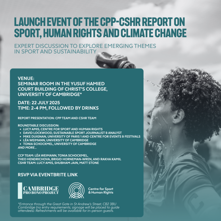 Shubham Jain (@shubhamjain224) on Twitter photo ๐๏ธ๐How does the #ClimateCrisis impact #HumanRights in #Sport? Join us (in person/online) for the launch of a <a href="/Cam_ProBono/">Cambridge Pro Bono Project</a> x <a href="/SportandRights/">Centre for Sport & Human Rights</a> report!
Register: lnkd.in/dPQqvBfJ
<a href="/cambridgelaw/">Faculty of Law</a> <a href="/Sportslaw_Asser/">Asser International Sports Law Centre</a> <a href="/cooldownnetwork/">cooldownnetwork @cooldownnetwork.bsky.social</a> <a href="/SportPosSummit/">Sport Positive</a> <a href="/Ant1Duval/">Antoine Duval</a> <a href="/SportEcoGroup/">The Sport Ecology Group</a> ๐๏ธ๐How does the #ClimateCrisis impact #HumanRights in #Sport? Join us (in person/online) for the launch of a <a href="/Cam_ProBono/">Cambridge Pro Bono Project</a> x <a href="/SportandRights/">Centre for Sport & Human Rights</a> report!
Register: lnkd.in/dPQqvBfJ
<a href="/cambridgelaw/">Faculty of Law</a> <a href="/Sportslaw_Asser/">Asser International Sports Law Centre</a> <a href="/cooldownnetwork/">cooldownnetwork @cooldownnetwork.bsky.social</a> <a href="/SportPosSummit/">Sport Positive</a> <a href="/Ant1Duval/">Antoine Duval</a> <a href="/SportEcoGroup/">The Sport Ecology Group</a>