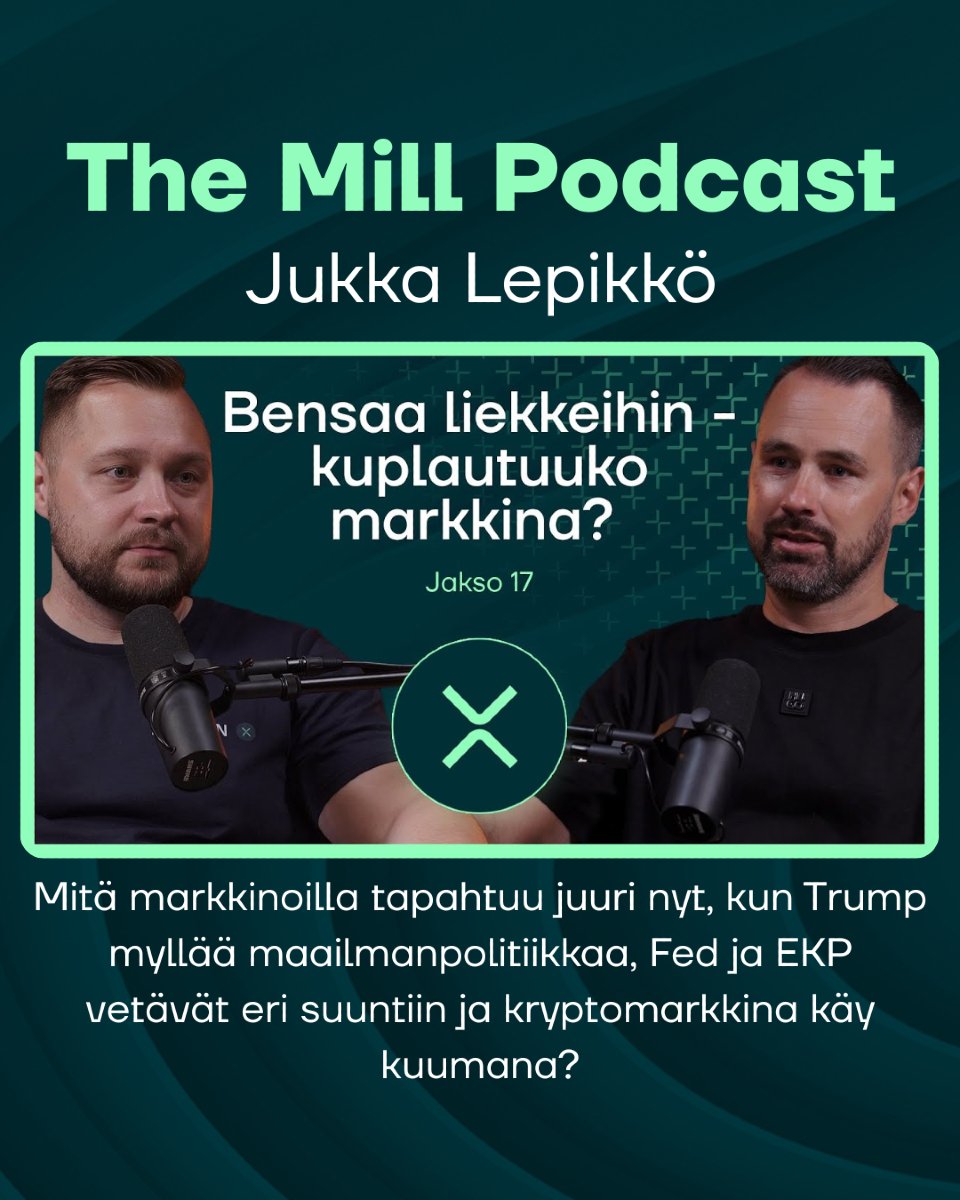 Uusi The Mill Podcast jakso on ulkona! Jo toista kertaa studiossa vieraana tuttu yrittäjä, treidaaja ja markkina-analyytikko <a href="/JukkaLepikko/">Jukka Lepikkö</a>!

Mitä kuuluu globaaleille markkinoille keskellä kuumaa kesää? Pureudumme tuoreisiin tapahtumiin osake- ja kryptomarkkinoilla sekä pohdimme,